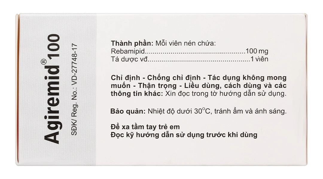 Agiremid 100 trị tổn thương niêm mạc dạ dày cấp và mãn tính (10 vỉ x 10 viên) - 2