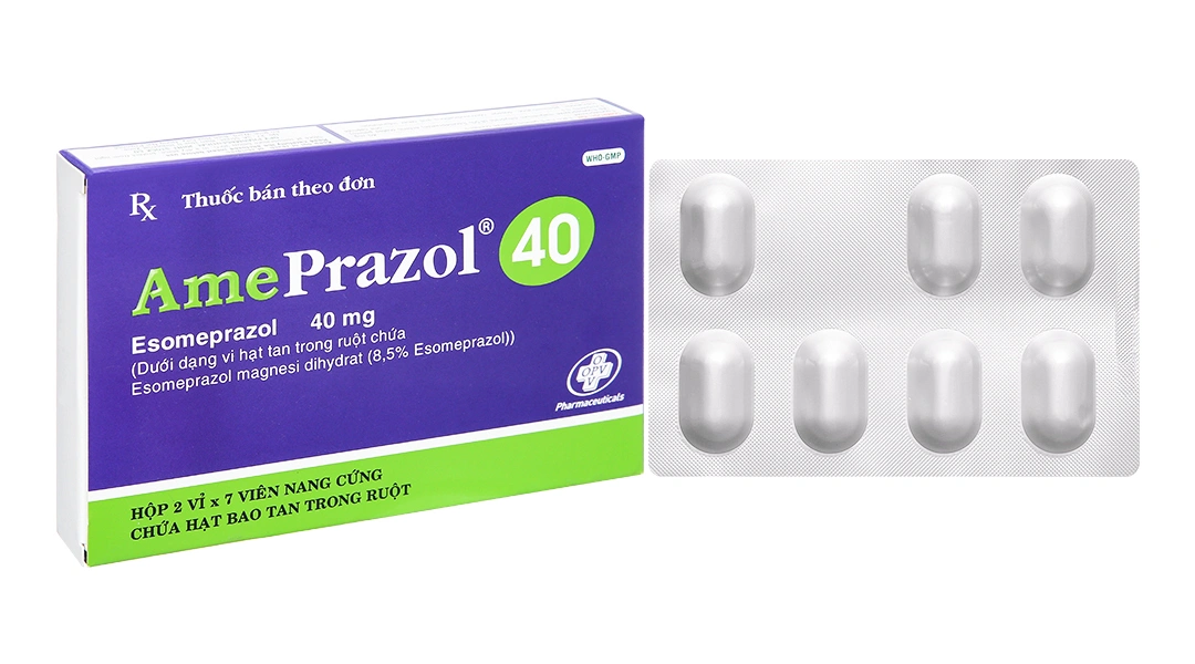 AmePrazol 40 trị viêm xước dạ dày, trào ngược dạ dày thực quản (2 vỉ x 7 viên) - 
