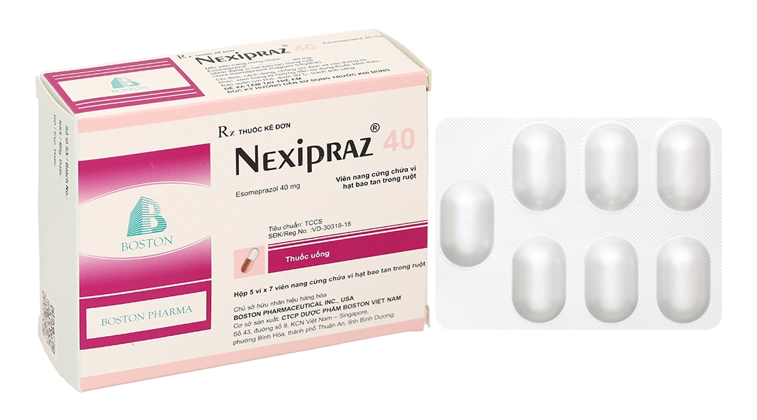 Nexipraz 40 trị trào ngược dạ dày, thực quản (5 vỉ x 7 viên) - 