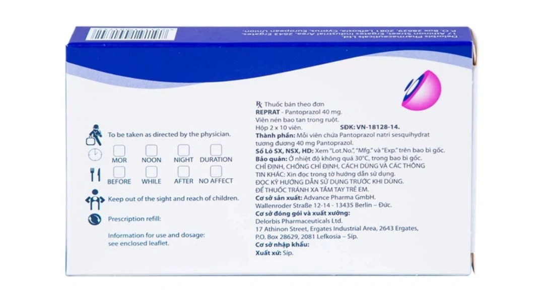 Reprat 40mg trị trào ngược dạ dày - thực quản (2 vỉ x 10 viên) - 1