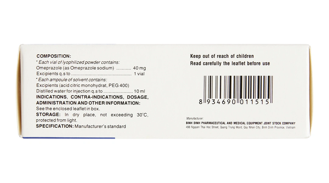 Bột pha tiêm Oraptic 40mg điều trị loét tá tràng, dạ dày (1 lọ bột + 1 ống 10ml) - 3