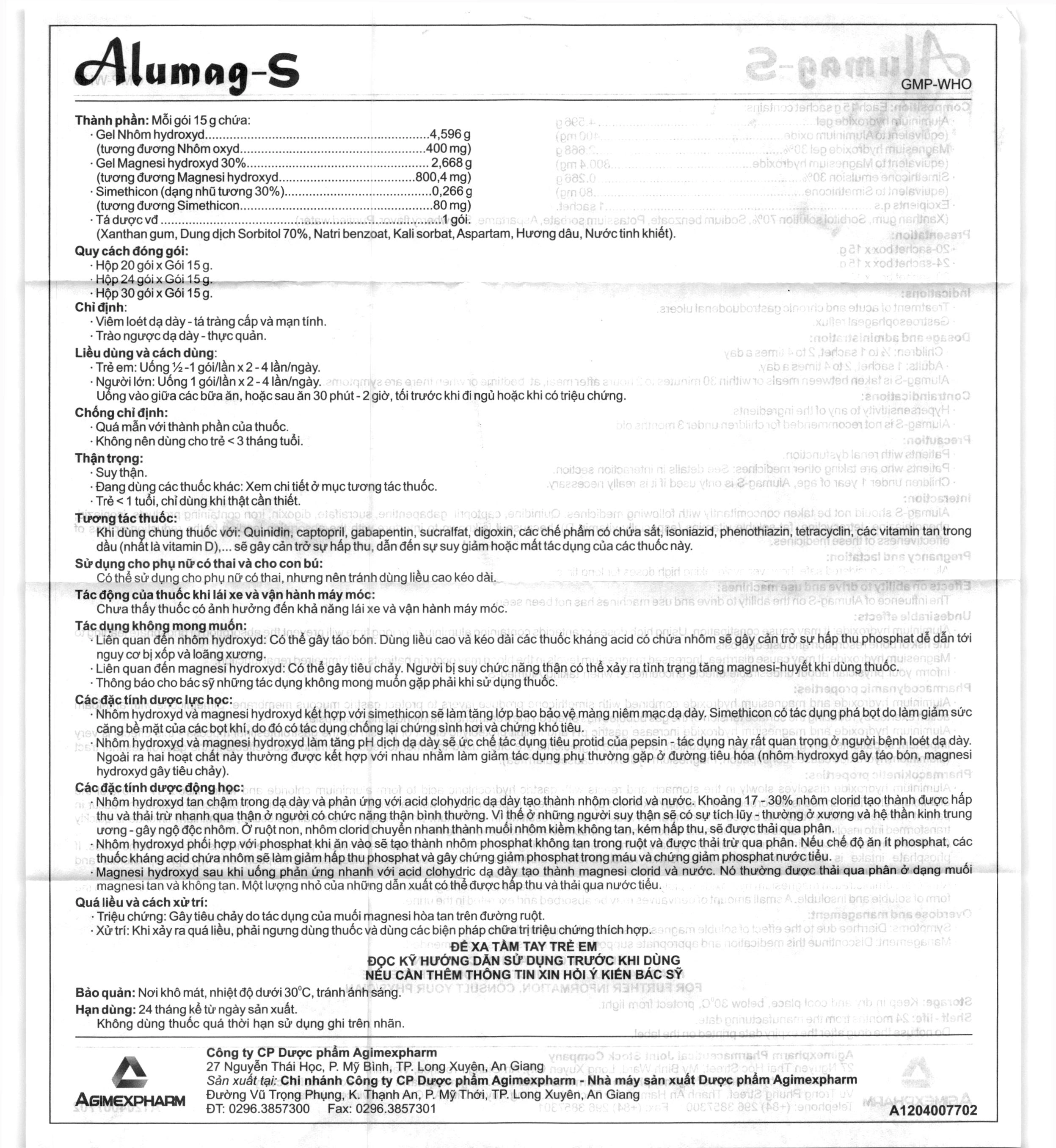 Hỗn dịch uống Alumag-S 15g điều trị viêm loét dạ dày tá tràng (20 gói x 15g) - 6