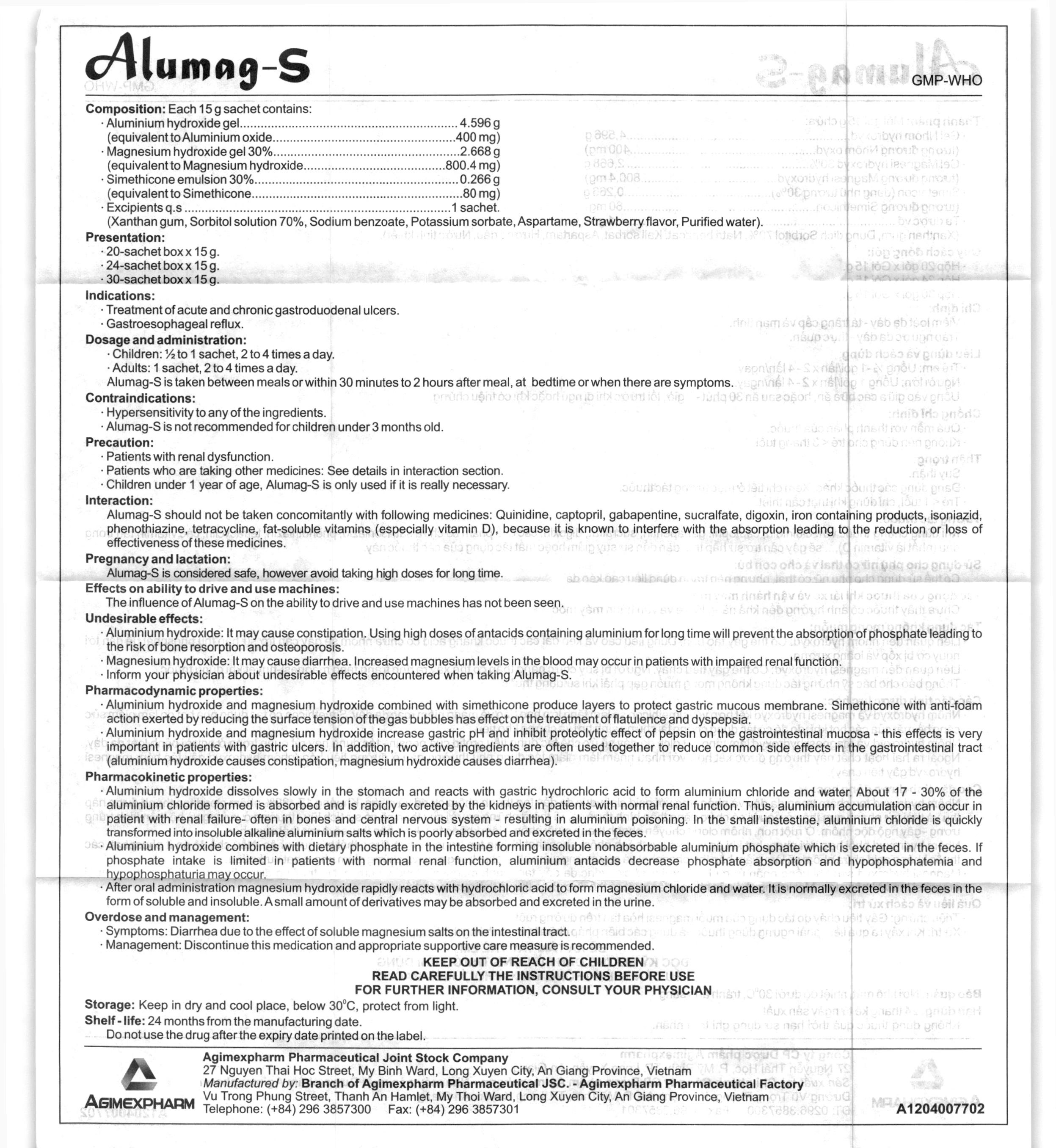 Hỗn dịch uống Alumag-S 15g điều trị viêm loét dạ dày tá tràng (20 gói x 15g) - 7