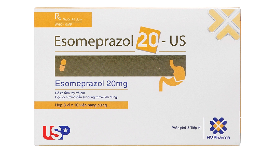Esomeprazol 20-US trị trào ngược dạ dày, thực quản (3 vỉ x 10 viên) - 1