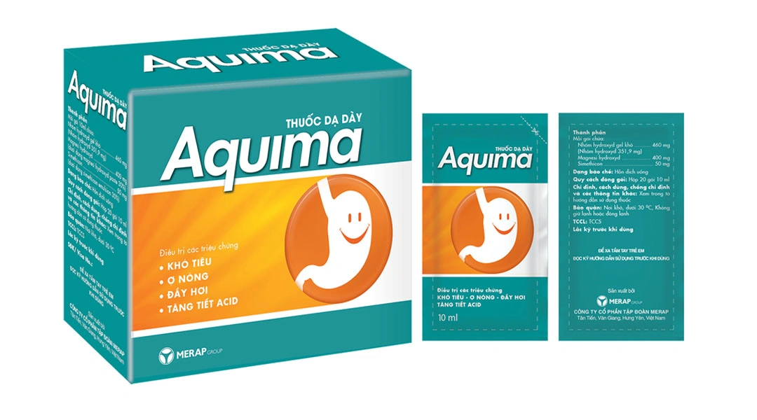 Hỗn dịch uống Aquima trị các triệu chứng khó tiêu, ợ nóng, đầy hơi (20 gói x 10ml) - 