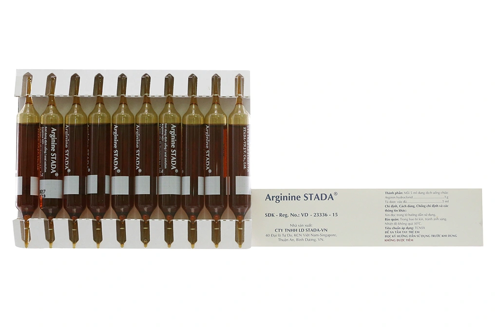 Dung dịch uống Arginine Stada trị tăng amoniac huyết, khó tiêu (20 ống x 5ml) - 1