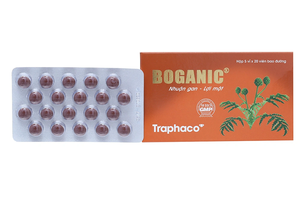 Viên bao đường Boganic hỗ trợ trị suy giảm chức năng gan, viêm gan (5 vỉ x 20 viên) - 