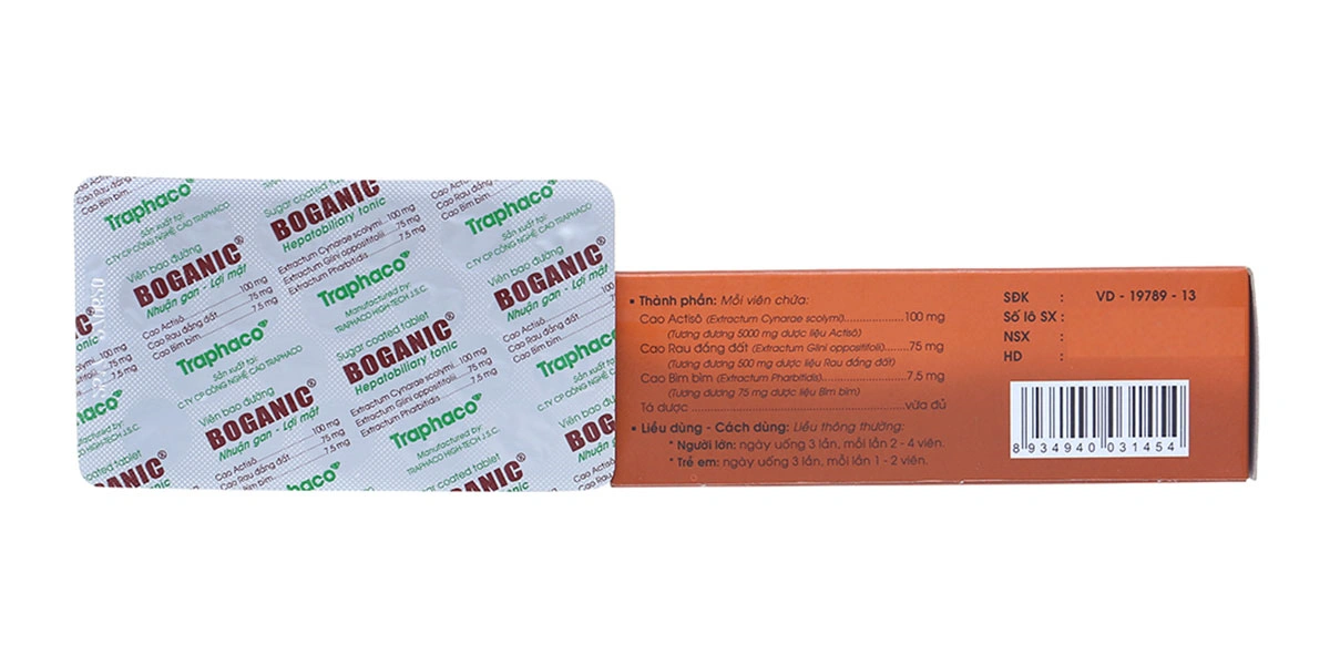 Viên bao đường Boganic hỗ trợ trị suy giảm chức năng gan, viêm gan (5 vỉ x 20 viên) - 1