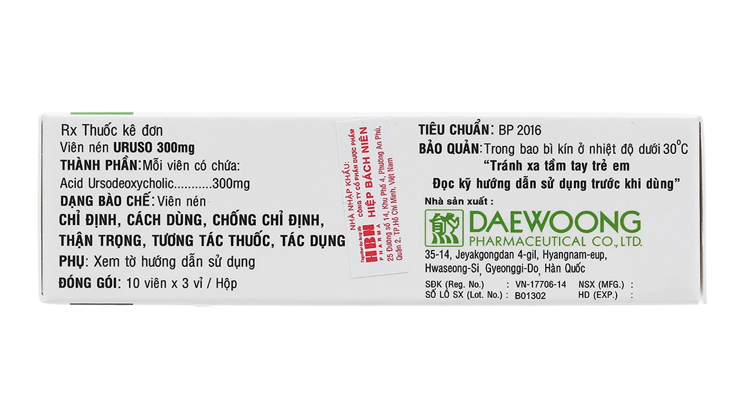 Uruso Tab 300mg trị sỏi mật giàu cholesterol (3 vỉ x 10 viên) - 2