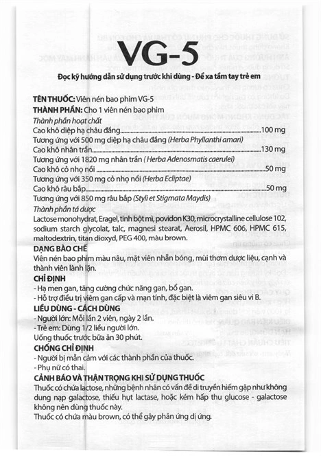 VG-5 hạ men gan, tăng cường chức năng gan, bổ gan lọ 40 viên - 4