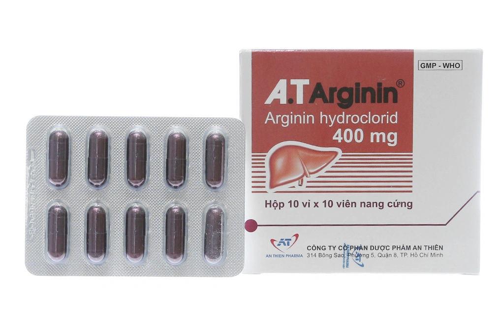 A.T Arginin 400mg hỗ trợ trị khó tiêu (10 vỉ x 10 viên) - 