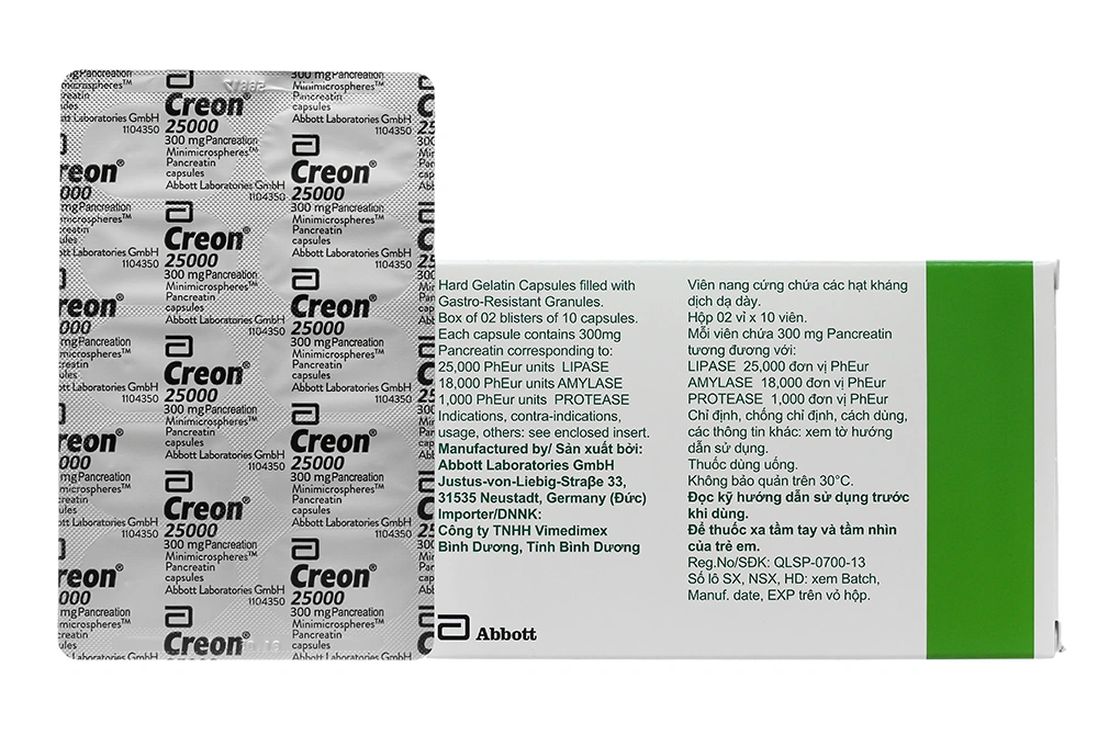 Creon 25000 điều trị thiểu năng tụy ngoại tiết (2 vỉ x 10 viên) - 5
