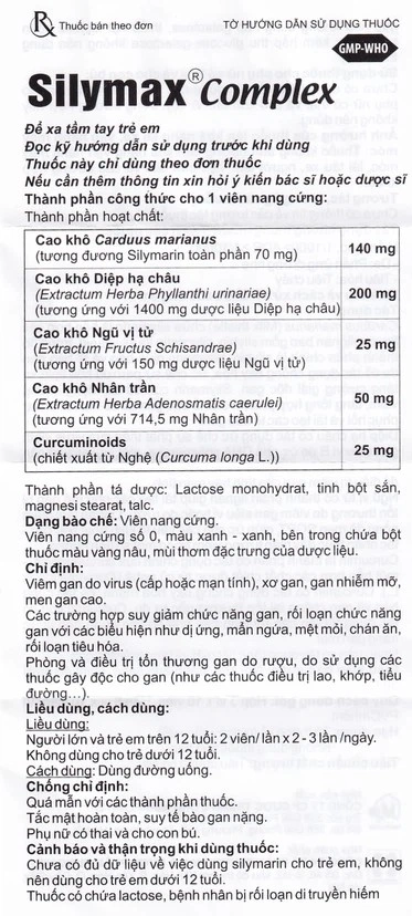 Silymax Complex trị viêm gan do virus, gan nhiễm mỡ (6 vỉ x 10 viên) - 7