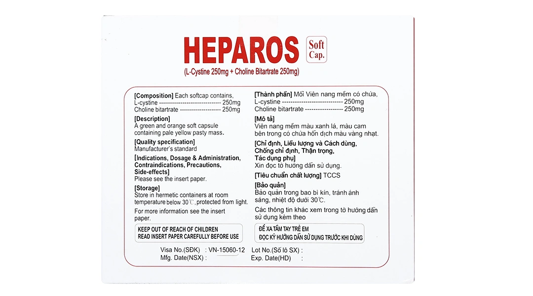 Viên uống Heparos hỗ trợ trị các bệnh do rối loạn chức năng gan (12 vỉ x 5 viên) - 1