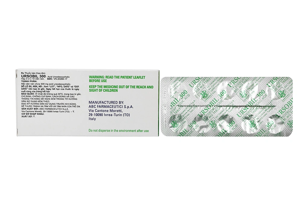 Ursobil 300 trị xơ gan mật nguyên phát (3 vỉ x 10 viên) - 