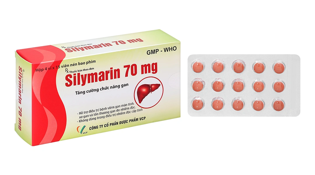 Silymarin VCP 70mg hỗ trợ trị bệnh viêm gan mãn tính, xơ gan (4 vỉ x 15 viên) - 
