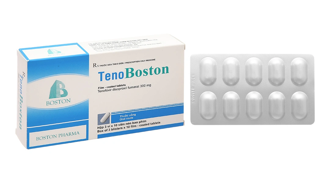 TenoBoston 300mg trị nhiễm HlV-týp 1, viêm gan B (3 vỉ x 10 viên) - 