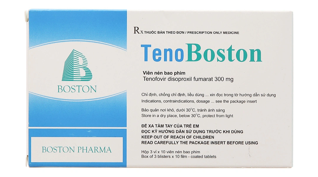 TenoBoston 300mg trị nhiễm HlV-týp 1, viêm gan B (3 vỉ x 10 viên) - 1