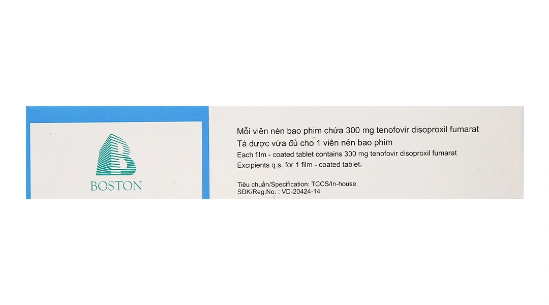 TenoBoston 300mg trị nhiễm HlV-týp 1, viêm gan B (3 vỉ x 10 viên) - 2