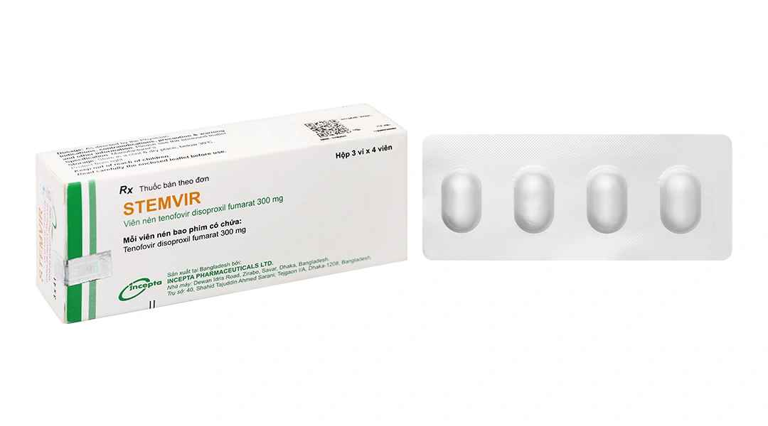 Stemvir 300mg trị nhiễm HIV-1, viêm gan B (3 vỉ x 4 viên) - 