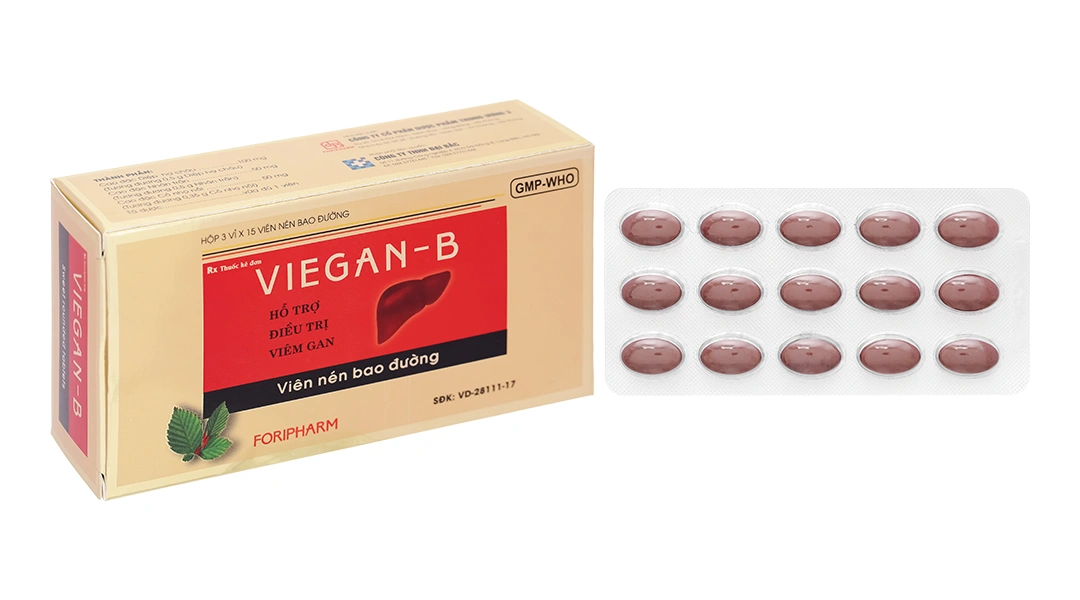Viegan - B hỗ trợ trị viêm gan cấp và mãn tính (3 vỉ x 15 viên) - 