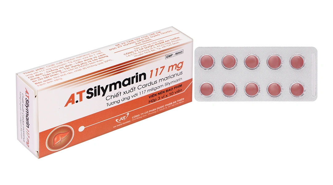 A.T Silymarin 117mg hỗ trợ trị bệnh viêm gan mạn tính, xơ gan (3 vỉ x 10 viên) - 