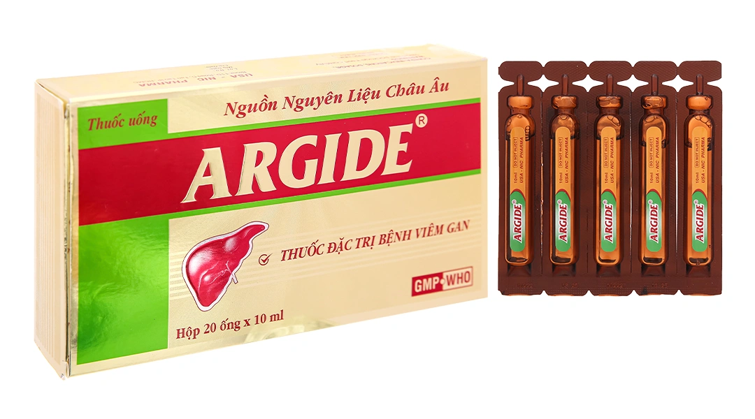 Argide hỗ trợ điều trị suy giảm chức năng gan, viêm gan (20 ống x 10ml) - 