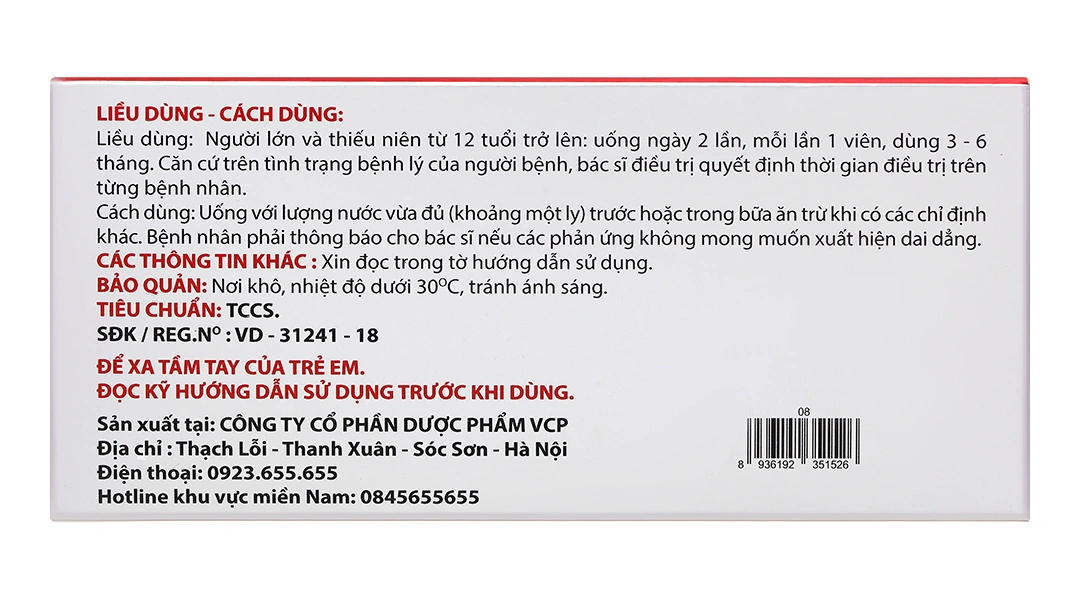 Silymarin VCP 140mg hỗ trợ điều trị bệnh viêm gan mạn tính, xơ gan (10 vỉ x 10 viên) - 2