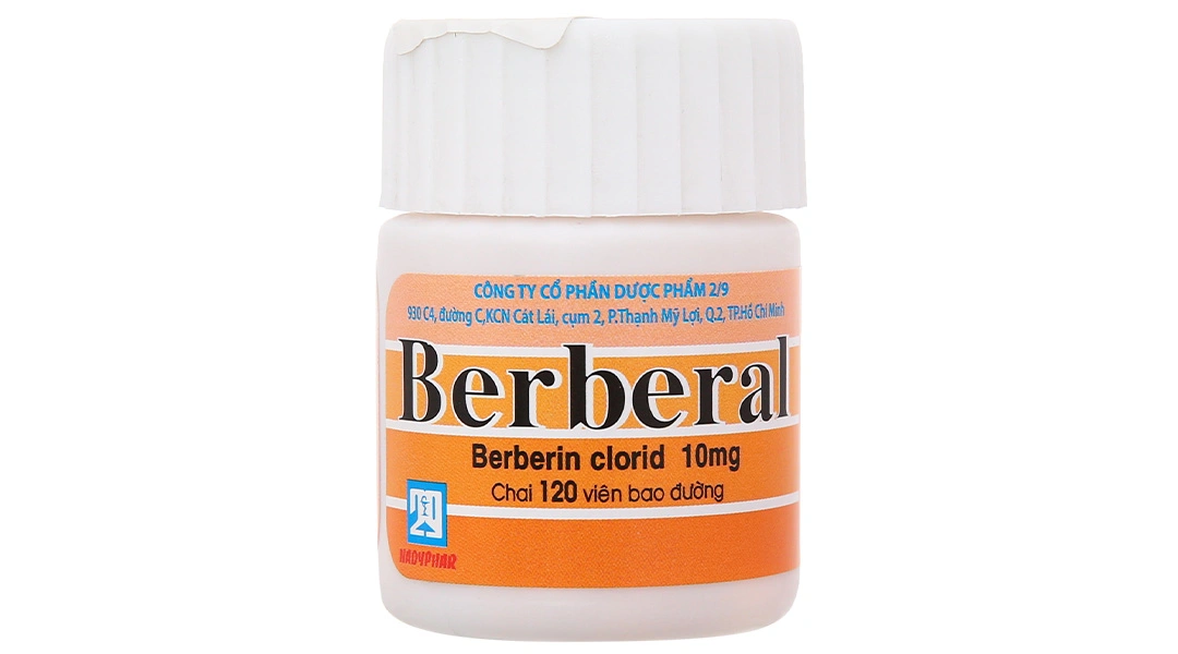 Berberal 10mg trị lỵ gồm lỵ amid và lỵ trực khuẩn, tiêu chảy lọ 120 viên - 1
