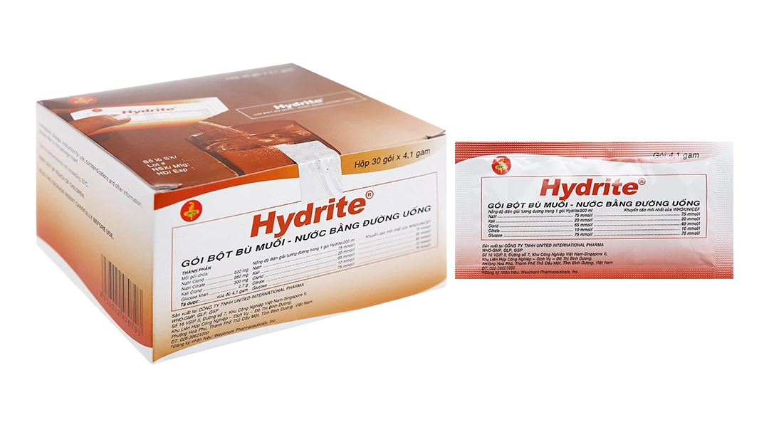Bột pha dung dịch uống Hydrite bù nước và điện giải (30 gói x 4.1g) - 