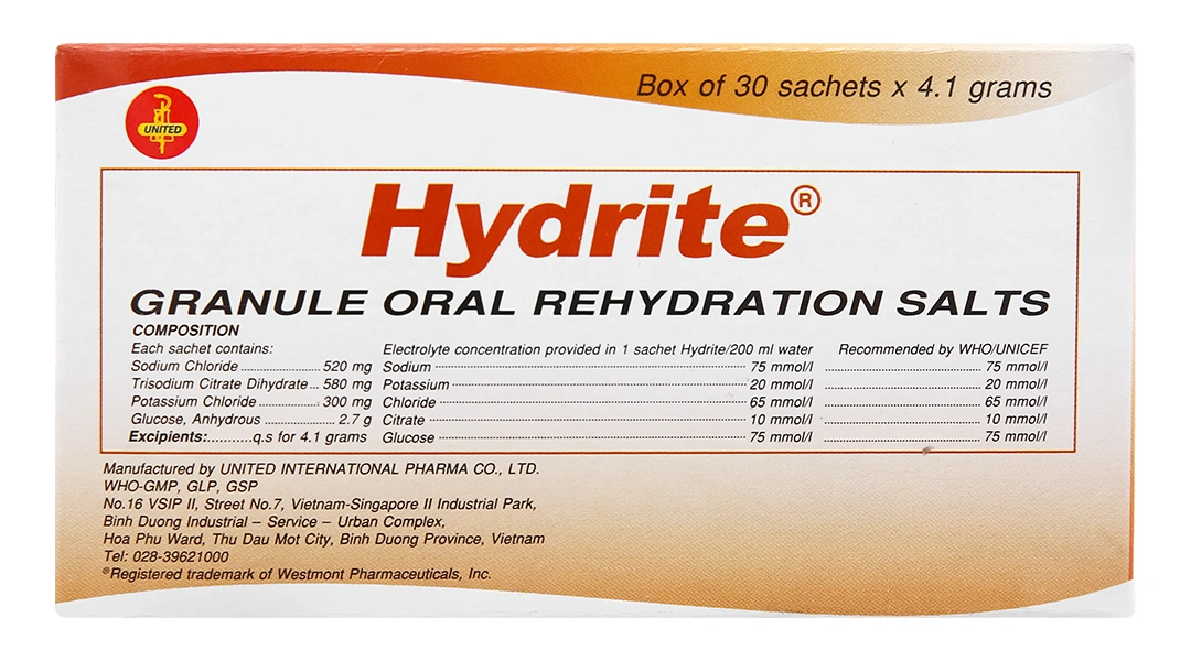 Bột pha dung dịch uống Hydrite bù nước và điện giải (30 gói x 4.1g) - 1