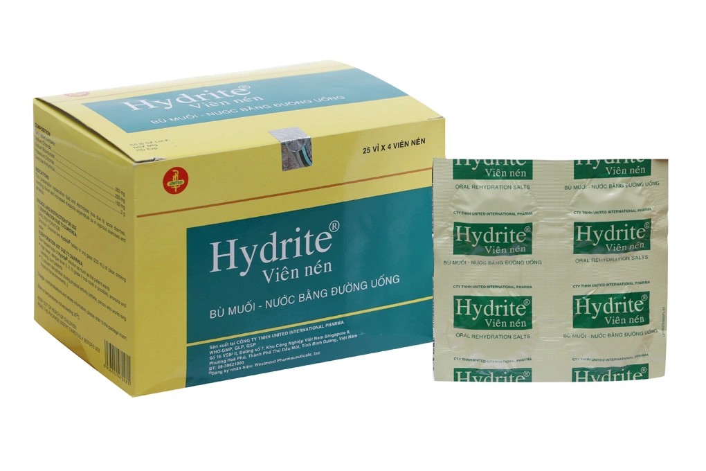 Viên sủi Hydrite bù nước và điện giải (25 vỉ x 4 viên) - 