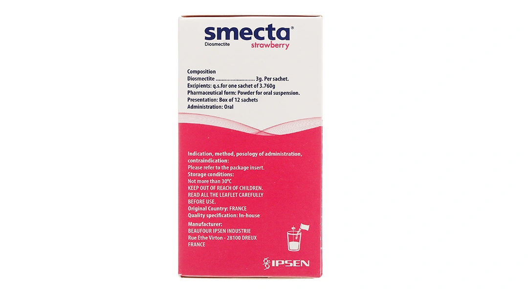 Thuốc bột pha hỗn dịch uống Smecta hương dâu 3g trị tiêu chảy cấp (12 gói x 3.76g) - 3