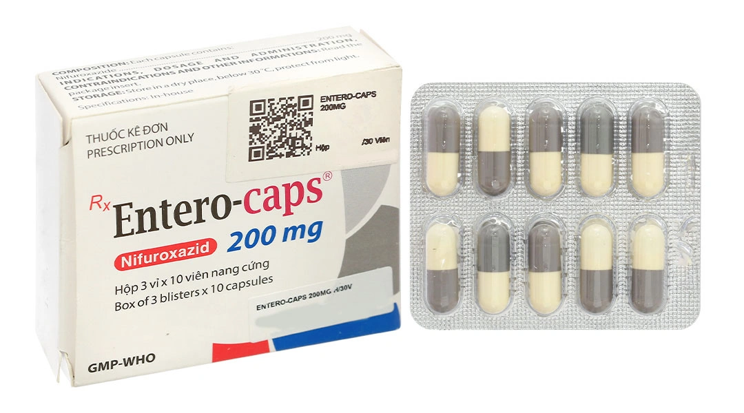 Entero-caps 200mg trị tiêu chảy cấp (3 vỉ x 10 viên) - 