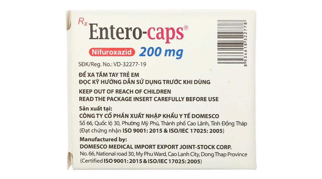 Entero-caps 200mg trị tiêu chảy cấp (3 vỉ x 10 viên) - 1