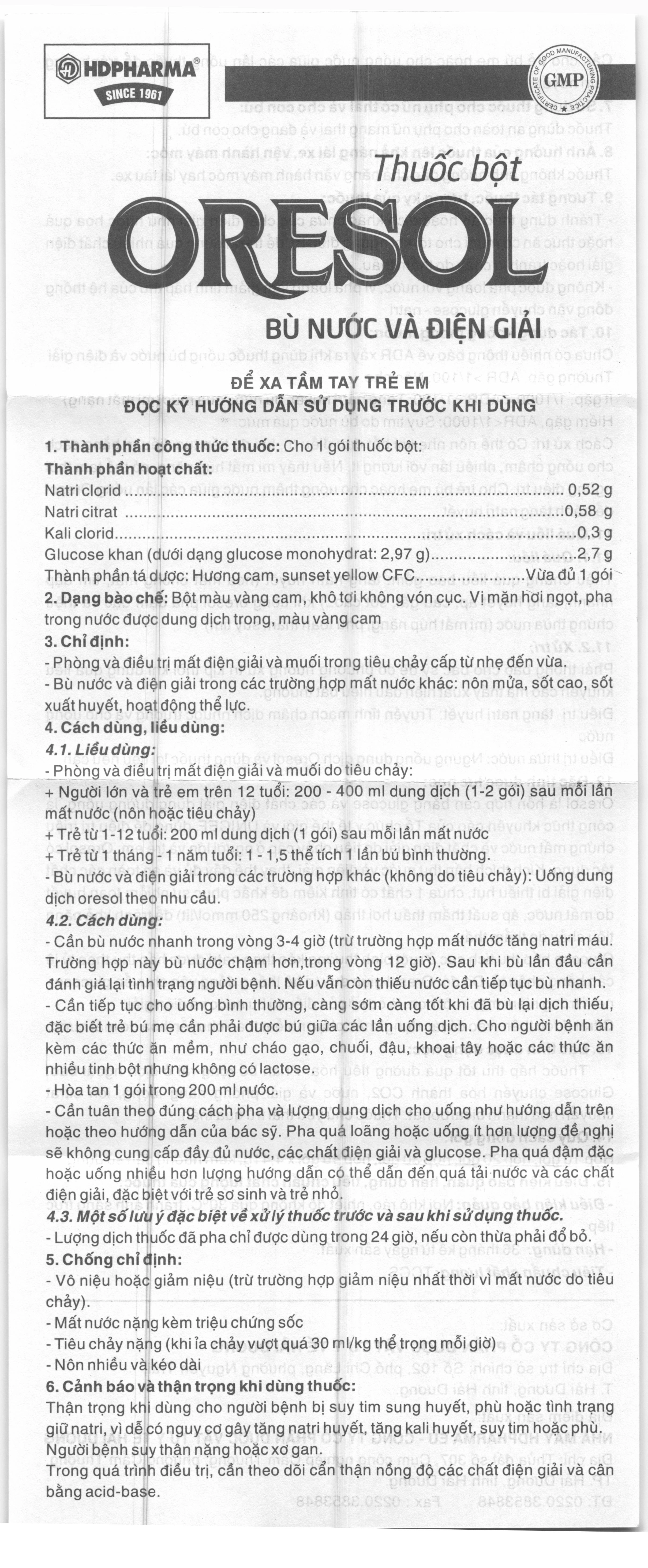 Thuốc bột Oresol HD Pharma bù nước và điện giải (20 gói x 4.41g) - 5