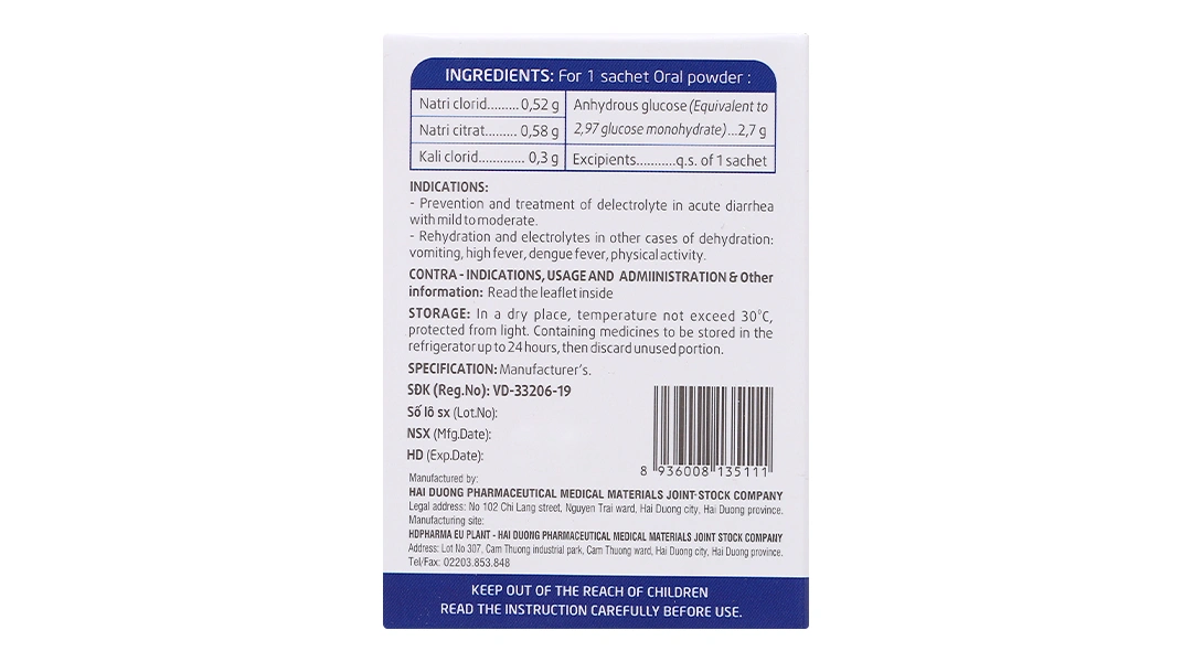 Thuốc bột Oresol HD Pharma bù nước và điện giải (20 gói x 4.41g) - 3