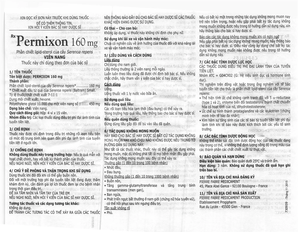 Permixon 160mg trị rối loạn tiểu tiện do phì đại tuyến tiền liệt (4 vỉ x 15 viên) - 3