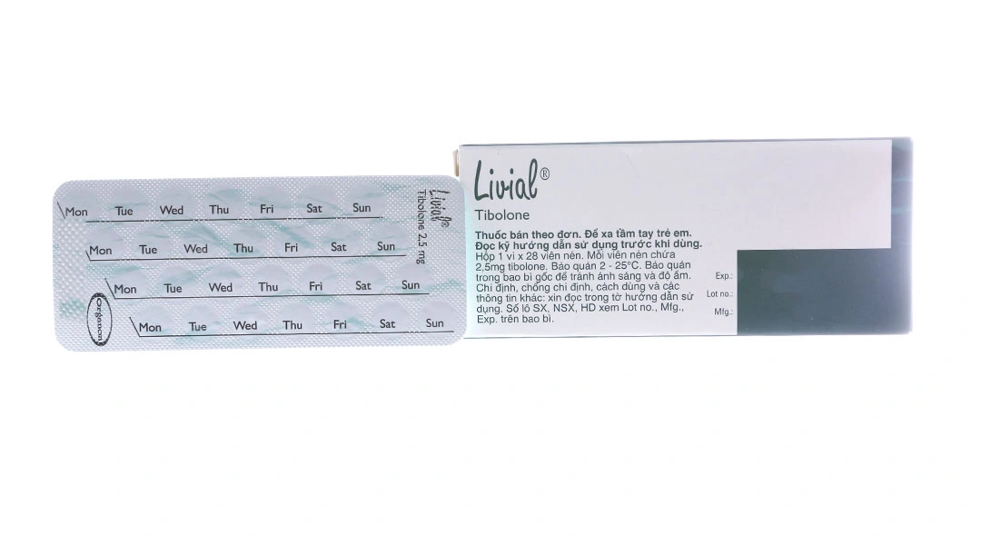 Livial 2.5mg trị thiếu estrogen do mãn kinh (1 vỉ x 28 viên) - 1