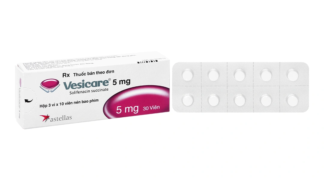 Vesicare 5mg trị tiểu không tự chủ (3 vỉ x 10 viên) - 