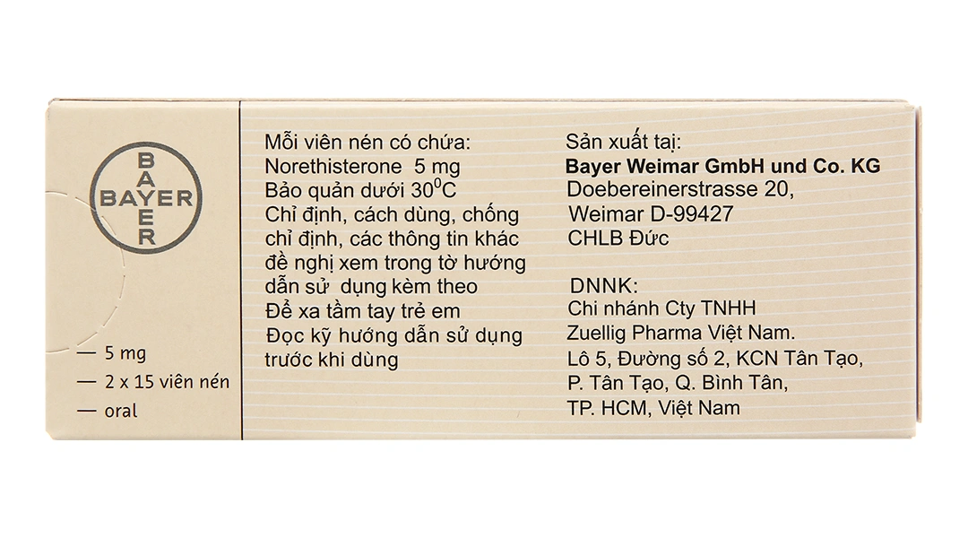 Primolut N 5mg trị xuất huyết do rối loạn chức năng, vô kinh (2 vỉ x 15 viên) - 1