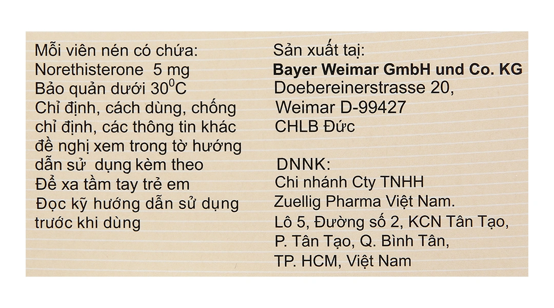 Primolut N 5mg trị xuất huyết do rối loạn chức năng, vô kinh (2 vỉ x 15 viên) - 4