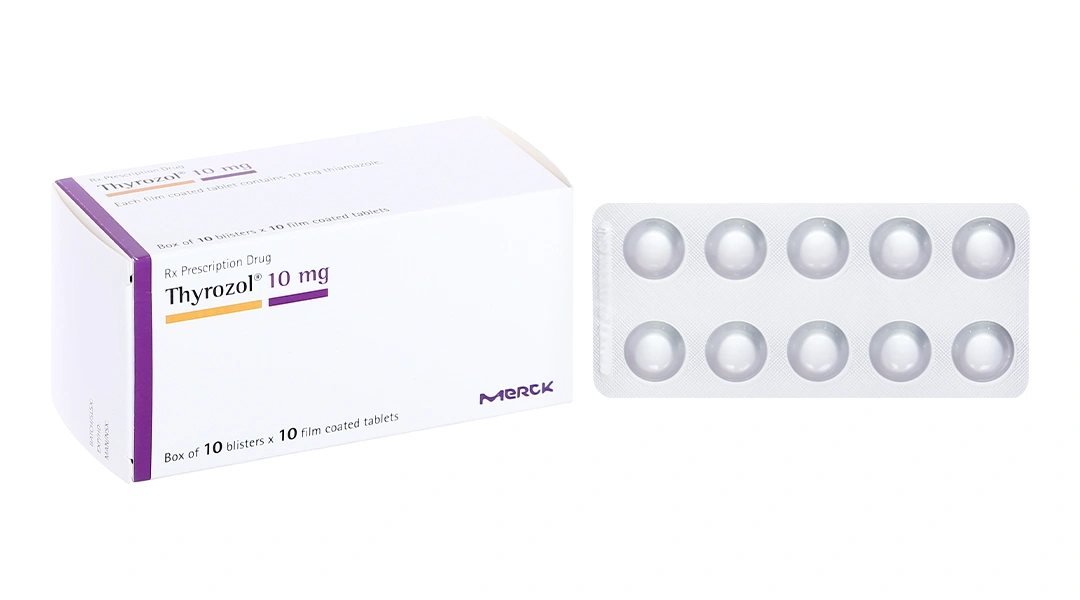 Thyrozol 10mg trị bệnh lý tuyến giáp (10 vỉ x 10 viên) - 