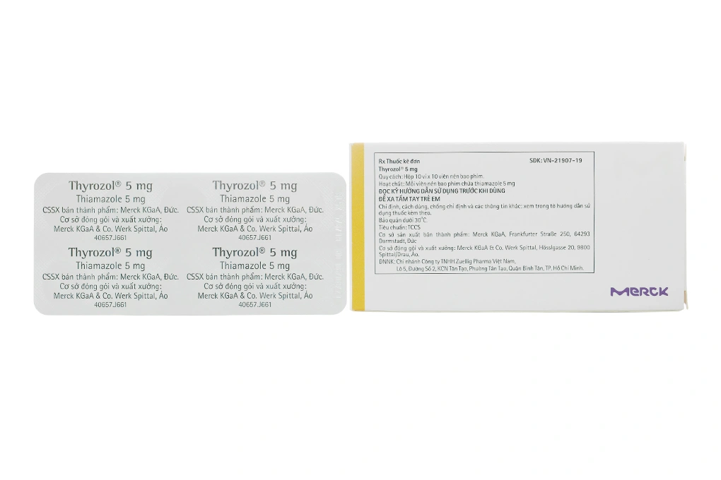 Thyrozol 5mg trị cường giáp (10 vỉ x 10 viên) - 5