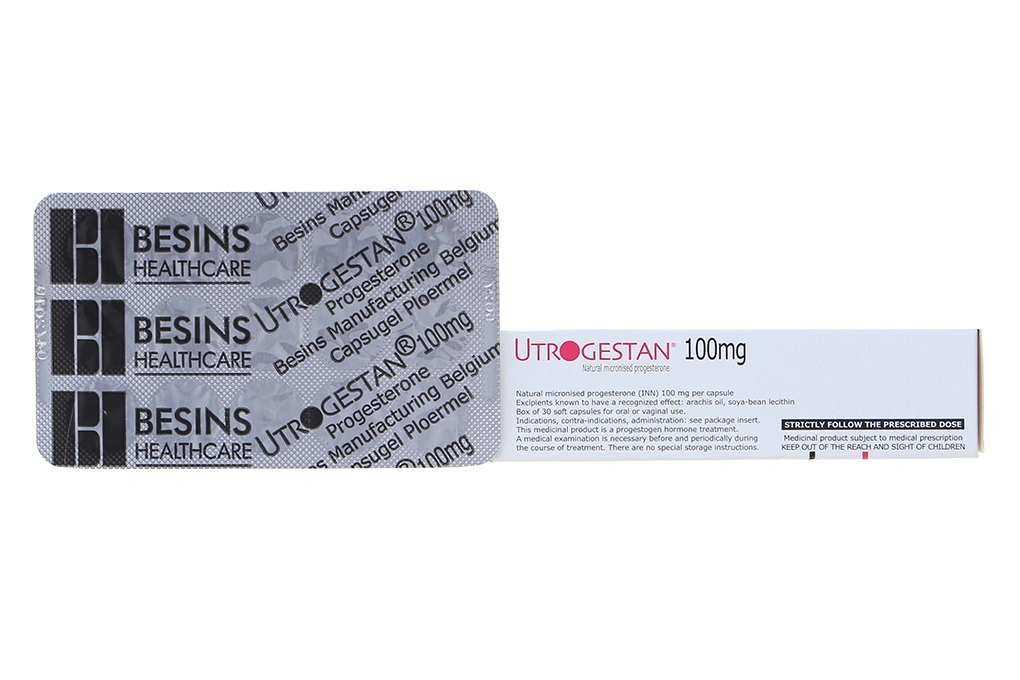 Utrogestan 100mg trị vô sinh, dọa sảy thai (2 vỉ x 15 viên) - 1