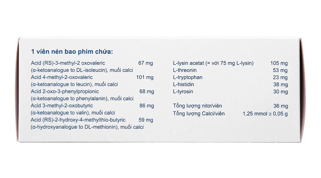 Ketosteril phòng và trị suy thận mạn (5 vỉ x 20 viên) - 2