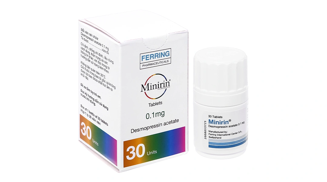 Minirin 0.1mg trị đái tháo nhạt, tiểu đêm lọ 30 viên - 
