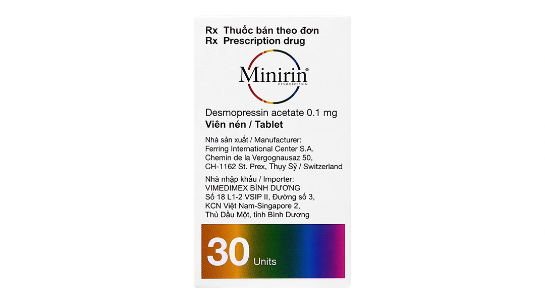 Minirin 0.1mg trị đái tháo nhạt, tiểu đêm lọ 30 viên - 1
