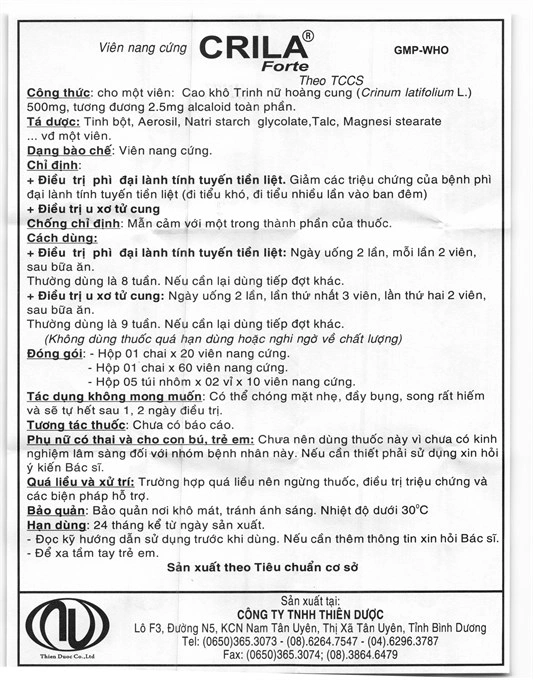 Crila Forte trị phì đại tuyến tiền liệt, u xơ tử cung lọ 20 viên - 6