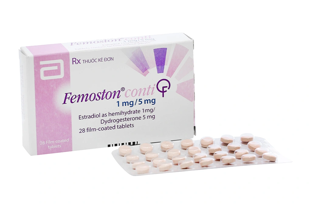 Femoston Conti 1mg/5mg trị thiếu estrogen do mãn kinh (1 vỉ x 28 viên) - 